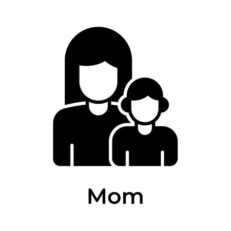 Mom with son, mothers day related vector design, ready to useのイラスト素材