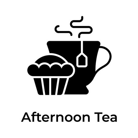 Teacup with cupcake showing concept icon of afternoon teaのイラスト素材