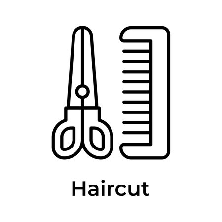Scissors and hair comb showing concept icon of haircut in trendy styleのイラスト素材
