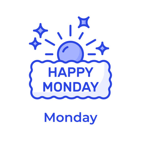 Happy monday icon in modern design style, isolated on white backgroundのイラスト素材