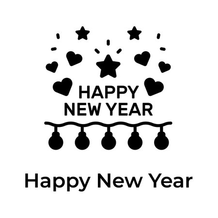 Happy new year celebration vector design, ready to us modern iconのイラスト素材