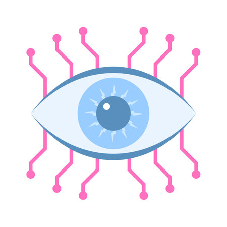 Carefully crafted flat icon of cyber eye, mechanical eye vectorのイラスト素材