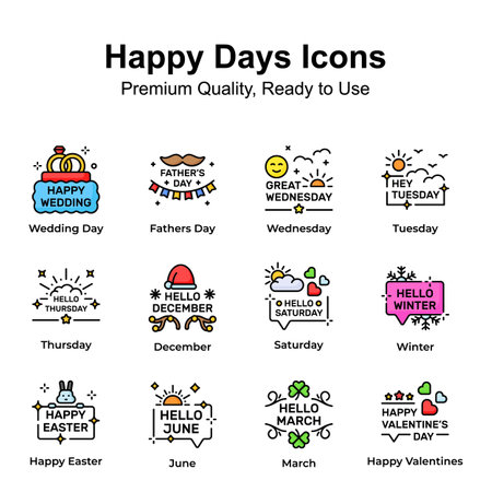 Premium quality happy days icons set, up for premium useのイラスト素材
