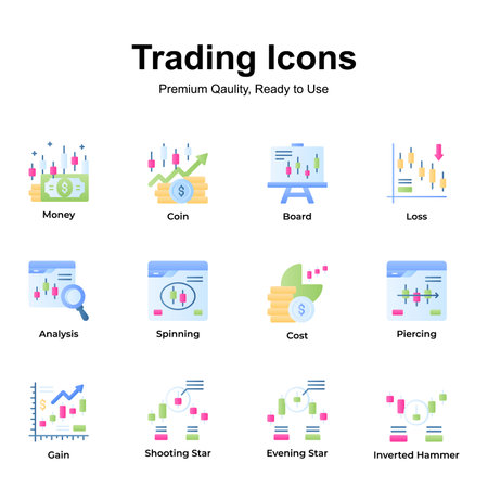 Get this amazing trading icons set in trendy design style, up for premium useのイラスト素材