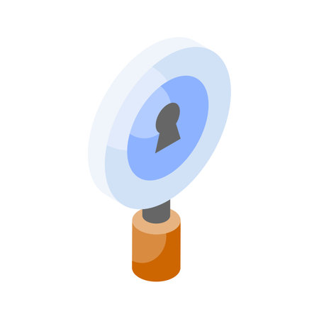 Keyhole on magnifier showing concept isometric icon of security searchのイラスト素材