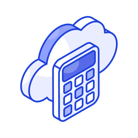 Calculator with cloud, cloud calculation vector design, cloud calculator iconのイラスト素材