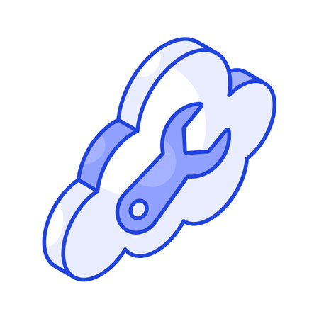 Spanner with cloud, creative isometric vector of cloud managementのイラスト素材