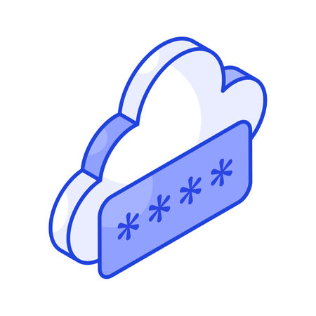 Trendy isometric icon of cloud password, cloud network security vectorのイラスト素材