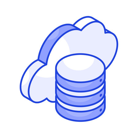 Database with cloud depicting isometric vector of cloud storageのイラスト素材