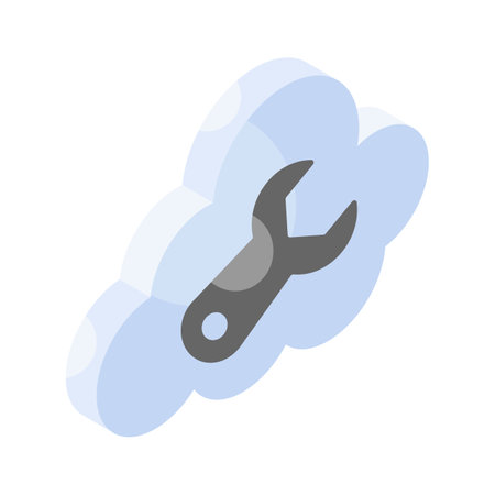 Spanner with cloud, creative isometric vector of cloud managementのイラスト素材