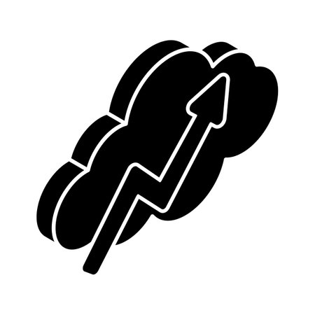 Growth arrow with cloud isometric vector of cloud statistics, cloud analytics iconのイラスト素材