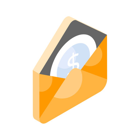 Envelope with dollar denoting financial mail concept isometric iconのイラスト素材