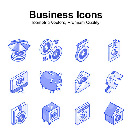 Well designed business and finance isometric icons set, easy to use and downloadのイラスト素材