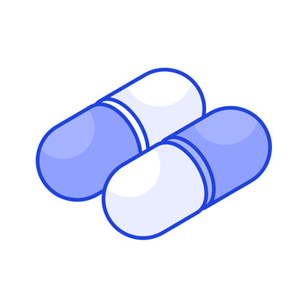 Trendy isometric vector of capsules, antibiotic capsules, icon of medical drugsのイラスト素材