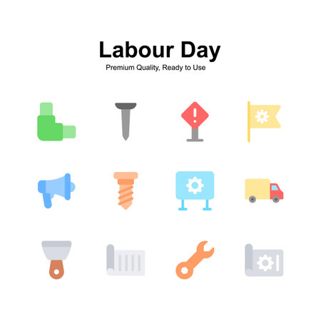 Grab this carefully crafted icons set of labor dayのイラスト素材