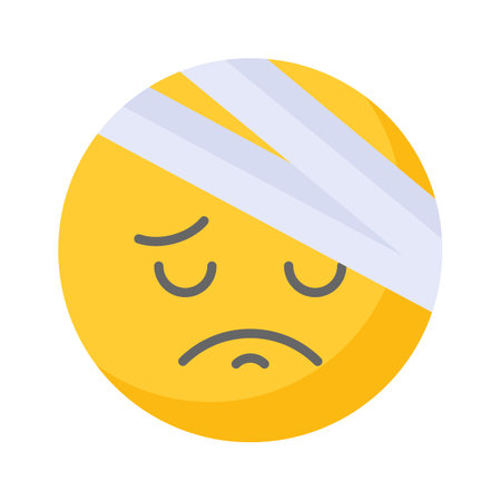 An amazing icon of pain emoji, injured, sad, expressions vectorのイラスト素材