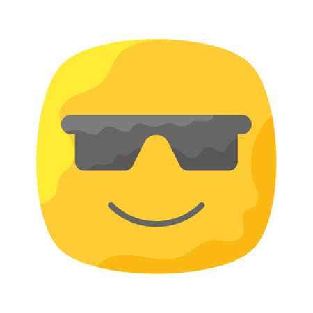 Glasses on emoji face showing concept icon of cool emoji, proud emojiのイラスト素材