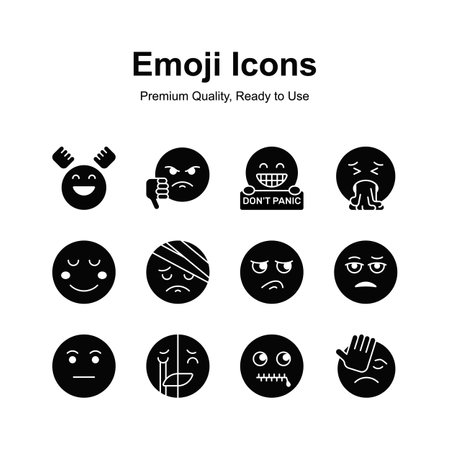Cute emoji expressions, emoticons icons setのイラスト素材