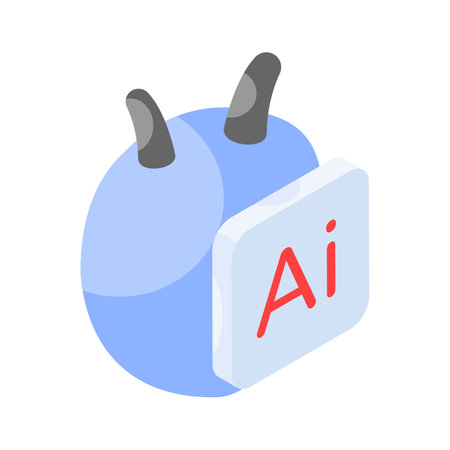 Creatively crafted isometric icon of ai robot, ready to use vectorのイラスト素材