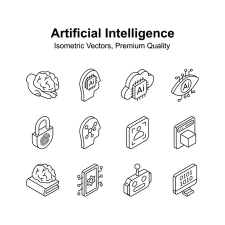 Get this amazing isometric icons set of artificial intelligence, ready to use vectorのイラスト素材