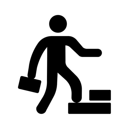 A man is climbing a ladder is showing career growth iconのイラスト素材