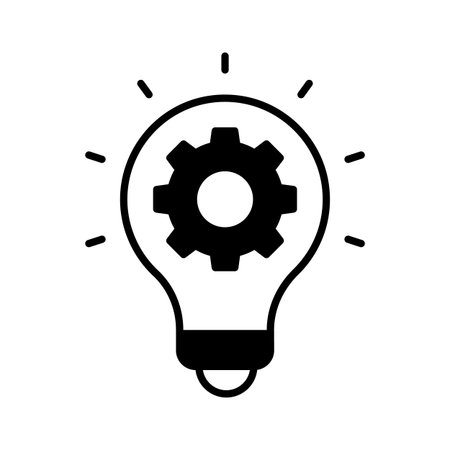 Cogwheel under lightbulb is showing Creative Thinking vector, ready to useのイラスト素材