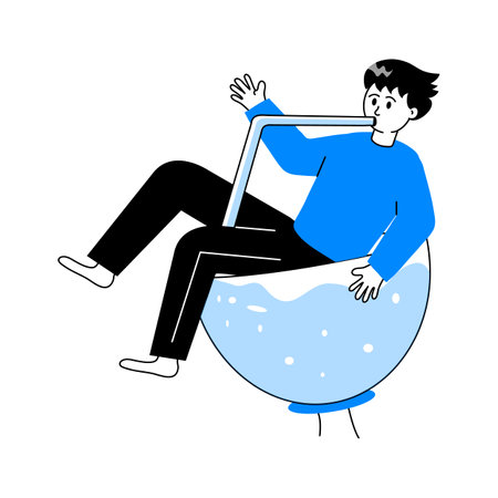 A young boy enjoying summer drink, ready to use illustrationのイラスト素材