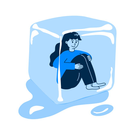 Summer phobia, heat phobia character illustration in editable styleのイラスト素材