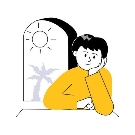 Feeling bored character illustration in modern style, ready to use and downloadのイラスト素材