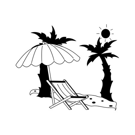 Beachside view vector illustration in trendy styleのイラスト素材