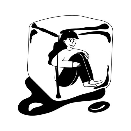 Summer phobia, heat phobia character illustration in editable styleのイラスト素材