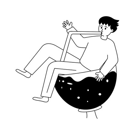 A young boy enjoying summer drink, ready to use illustrationのイラスト素材