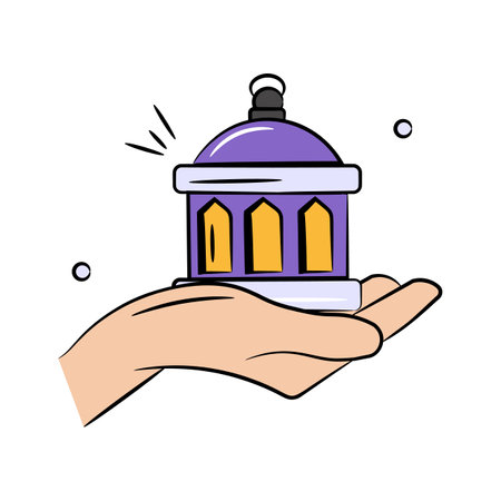 Lantern on hand, a portable light iconのイラスト素材