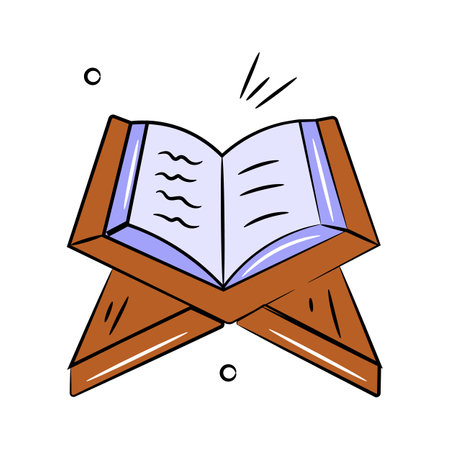 The holy quran vector design, modern doodle icon of muslim bookのイラスト素材