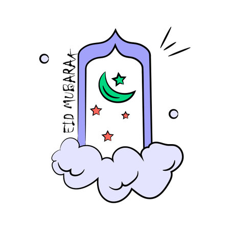Eid mubarak vector design in trendy style, download this premium iconのイラスト素材