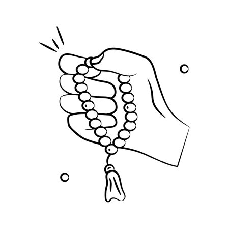 Hand holding tasbih, prayer beads vector designのイラスト素材