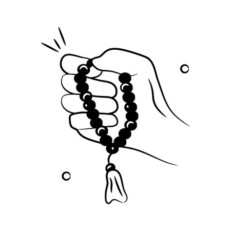 Hand holding tasbih, prayer beads vector designのイラスト素材