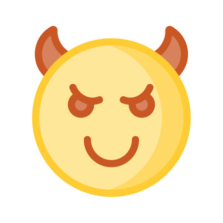 Scary devil with horns, customizable emoji icon in trendy styleのイラスト素材