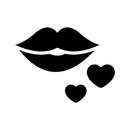 Beautiful glossy lips with love showing kiss icon, premium vector designのイラスト素材