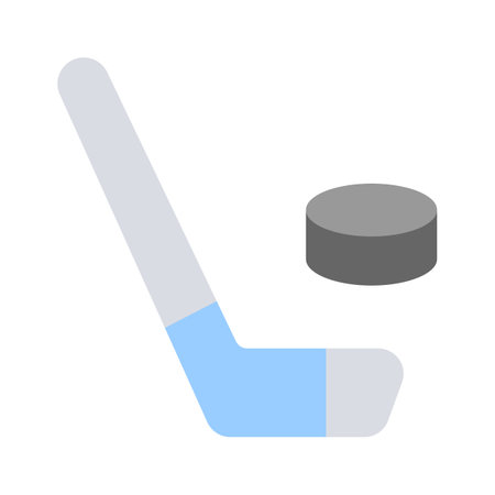 Puck with stick, trendy icon of ice hockey, ready to use vectorのイラスト素材
