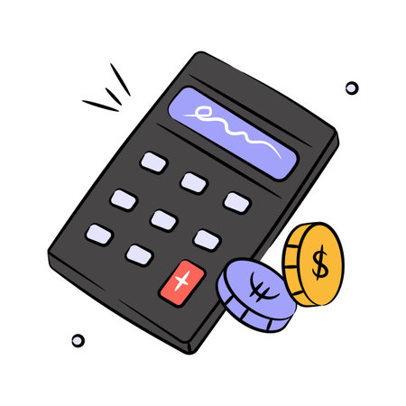 Calculator with coins denoting accounting concept vector, money calculation iconのイラスト素材
