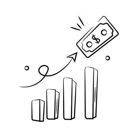Money growth vector design in modern doodle styleeのイラスト素材