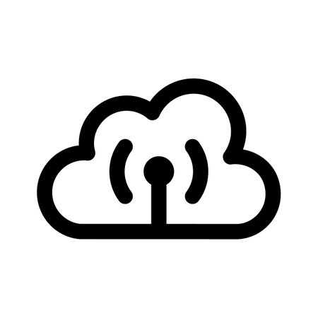 Wifi signals with cloud, icon of cloud internet editable vectorのイラスト素材