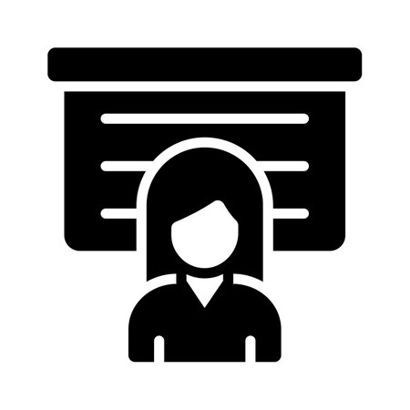 A person giving a presentation, symbolizing business meetings, Business presentation iconのイラスト素材