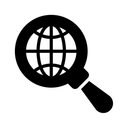 Globe with magnifying glass, trendy icon of global search, international searchのイラスト素材