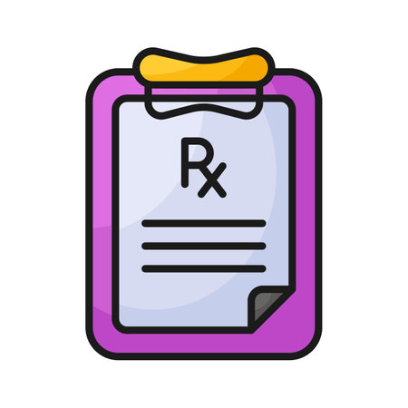 Medical prescription with clipboard, flat vector style of medical recordのイラスト素材