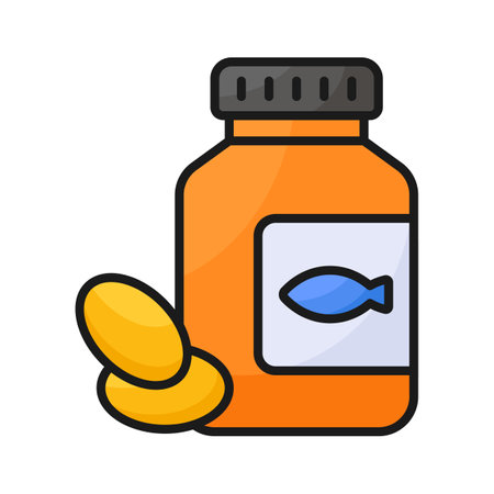 Get this amazing icon of fish oil, vitamin omega 3 bottle fish oilのイラスト素材
