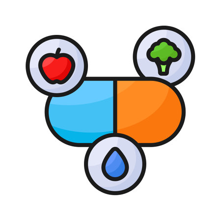 Multivitamin capsule, dietary supplement for pharmacy, vitamin capsule for medicationのイラスト素材