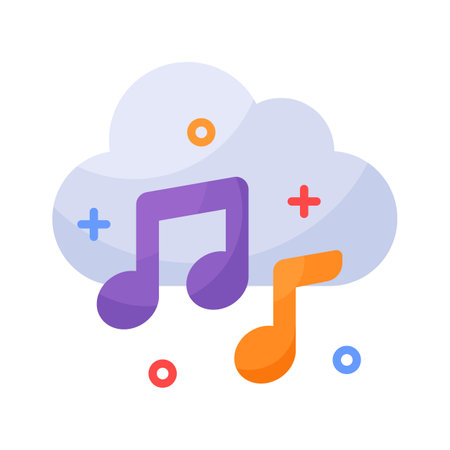Music notes with cloud denoting concept icon of music app, cloud music vector designのイラスト素材