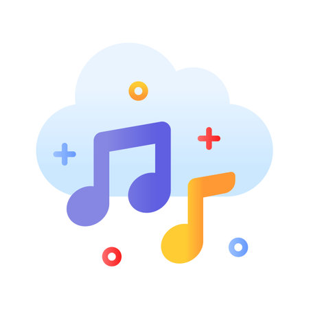 Music notes with cloud denoting concept icon of music app, cloud music vector designのイラスト素材